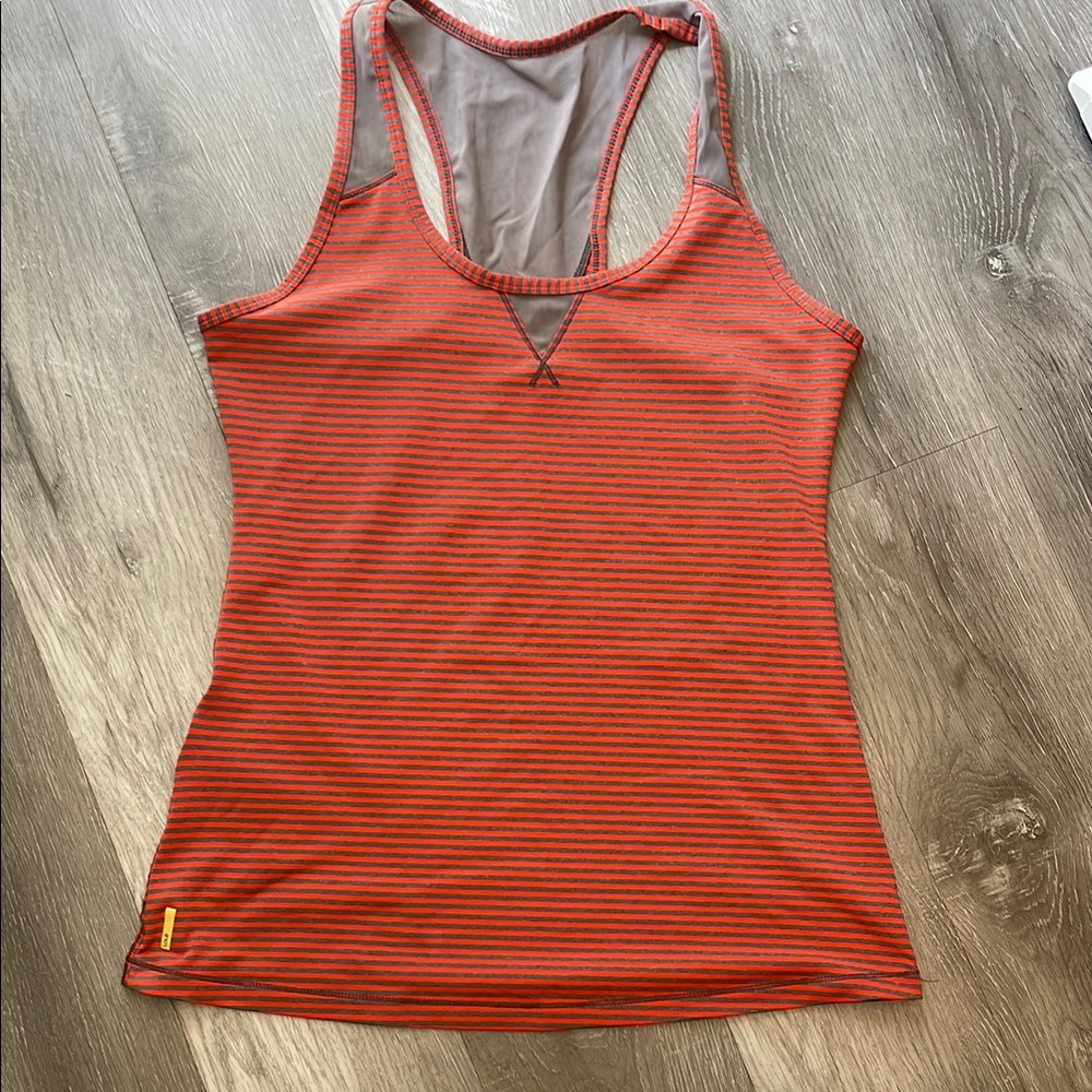 Lole Orange Gray Sleeveless Fitted Tank Top